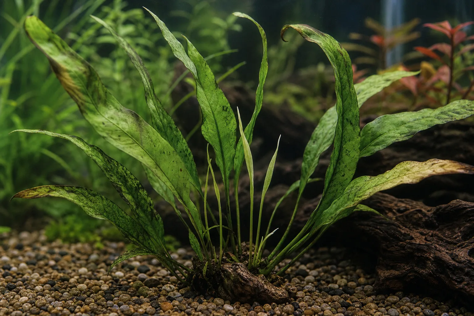Underwatering on Java Fern - visible symptom on the plant