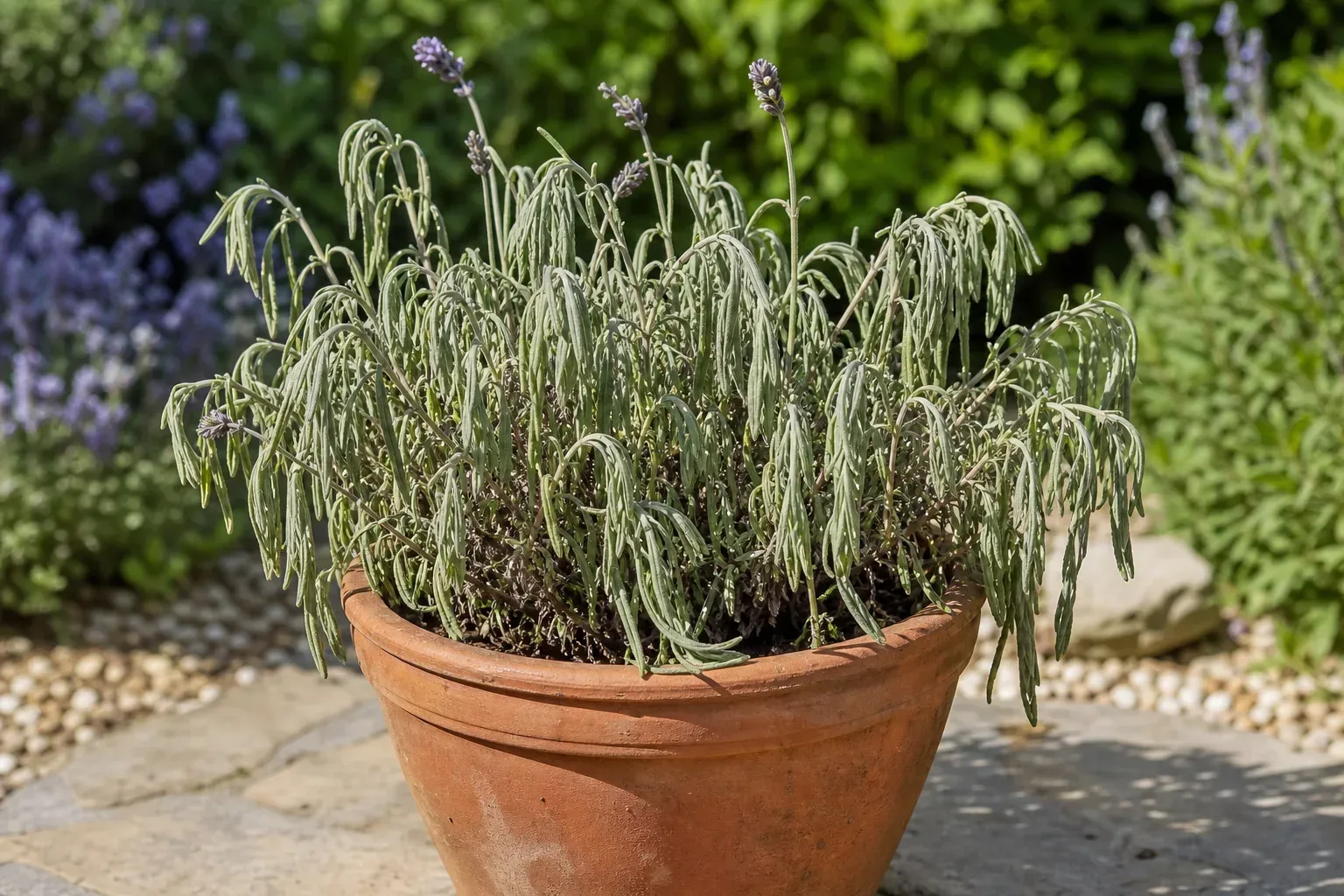 Drooping Leaves on Lavender - visible symptom on the plant