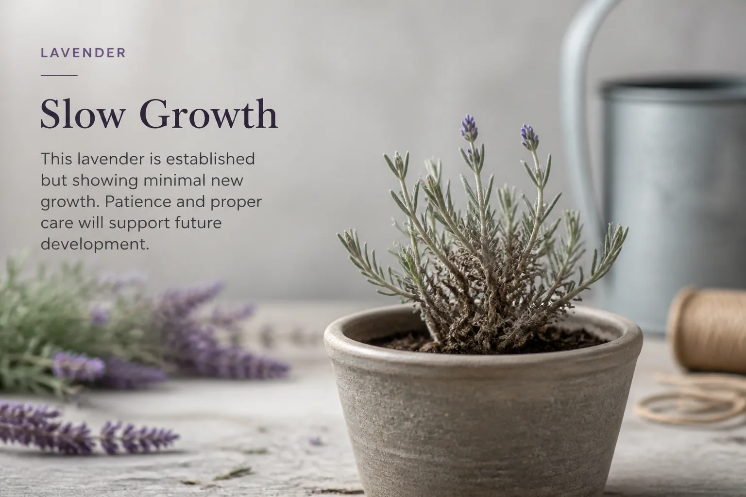 Slow Growth on Lavender - visible symptom on the plant