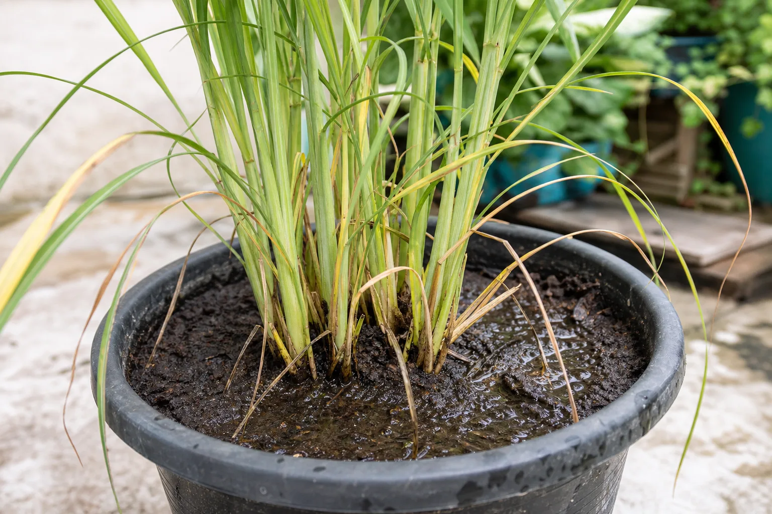 Compacted Soil on Lemongrass - visible symptom on the plant