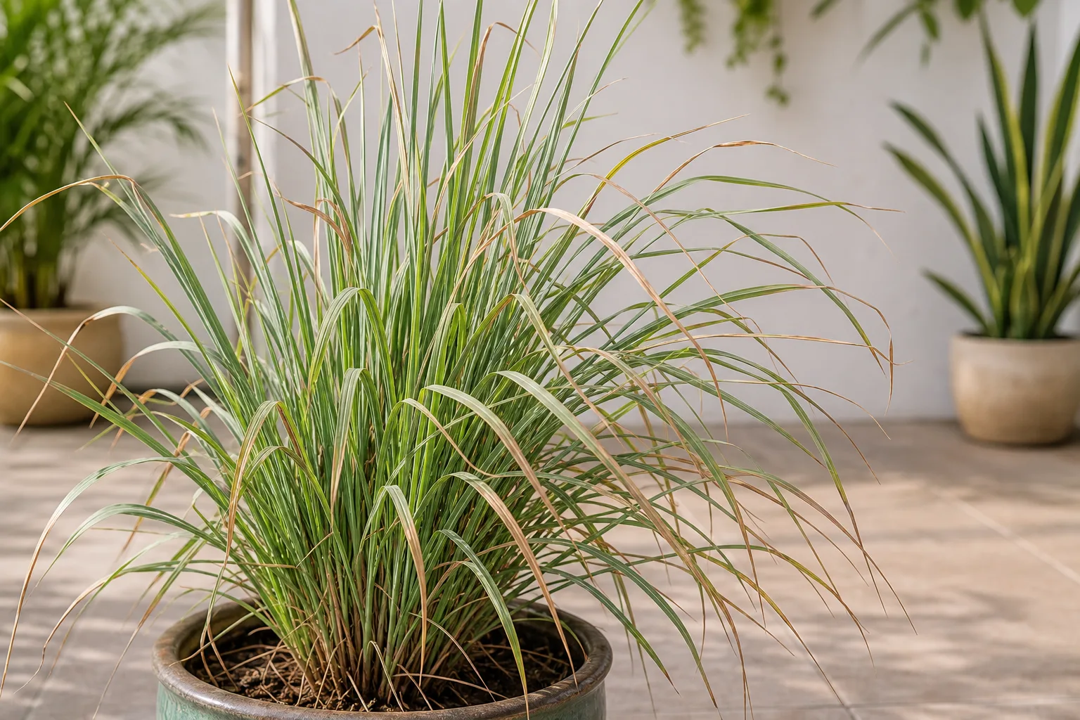 Crispy Leaves on Lemongrass - visible symptom on the plant
