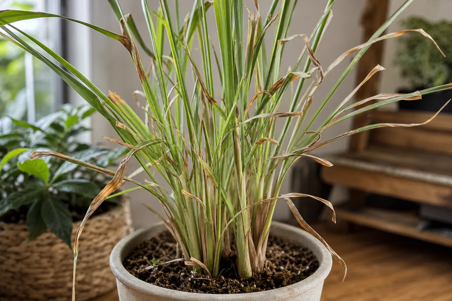Low Humidity on Lemongrass - visible symptom on the plant