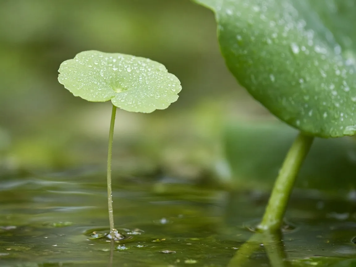 Close-up of leggy growth on sacred lotus - diagnostic detail