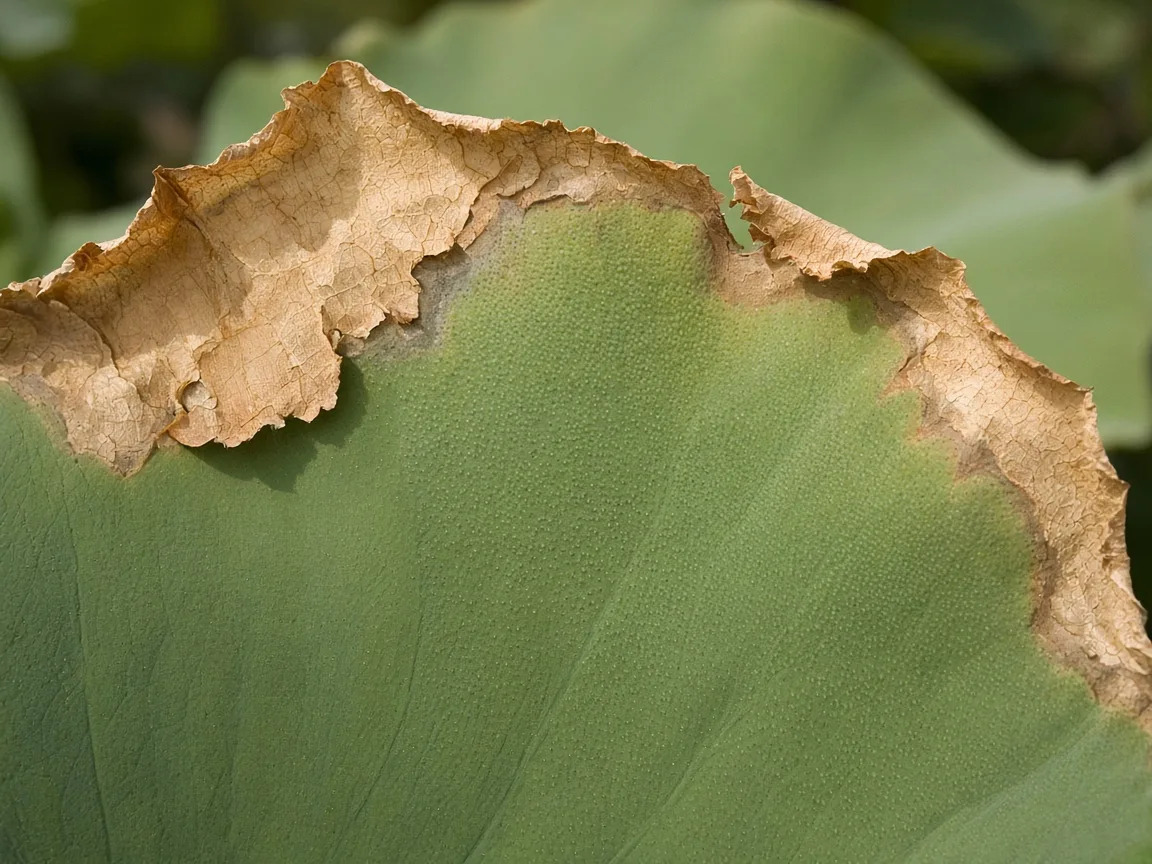 Close-up of low humidity on Lotus - diagnostic detail