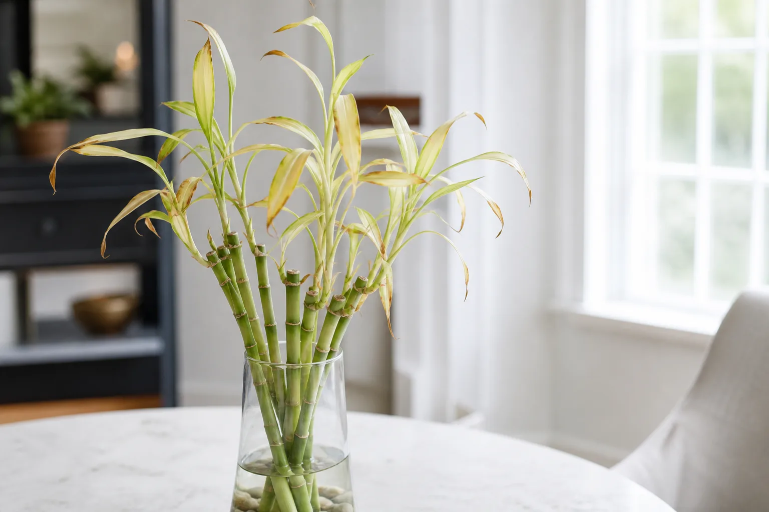 Cold Damage on Lucky Bamboo - visible symptom on the plant