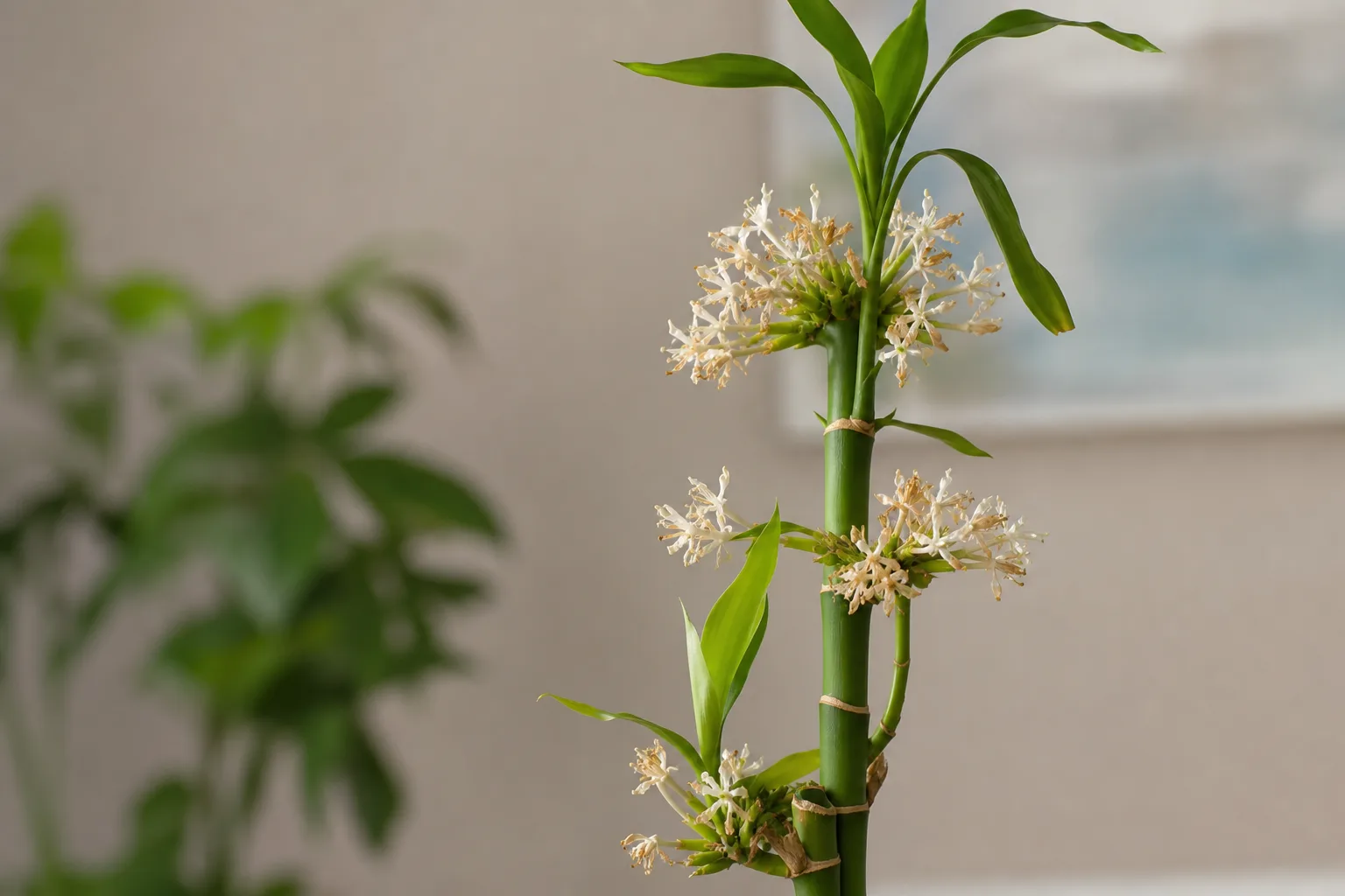 Faded Flowers on Lucky Bamboo - visible symptom on the plant
