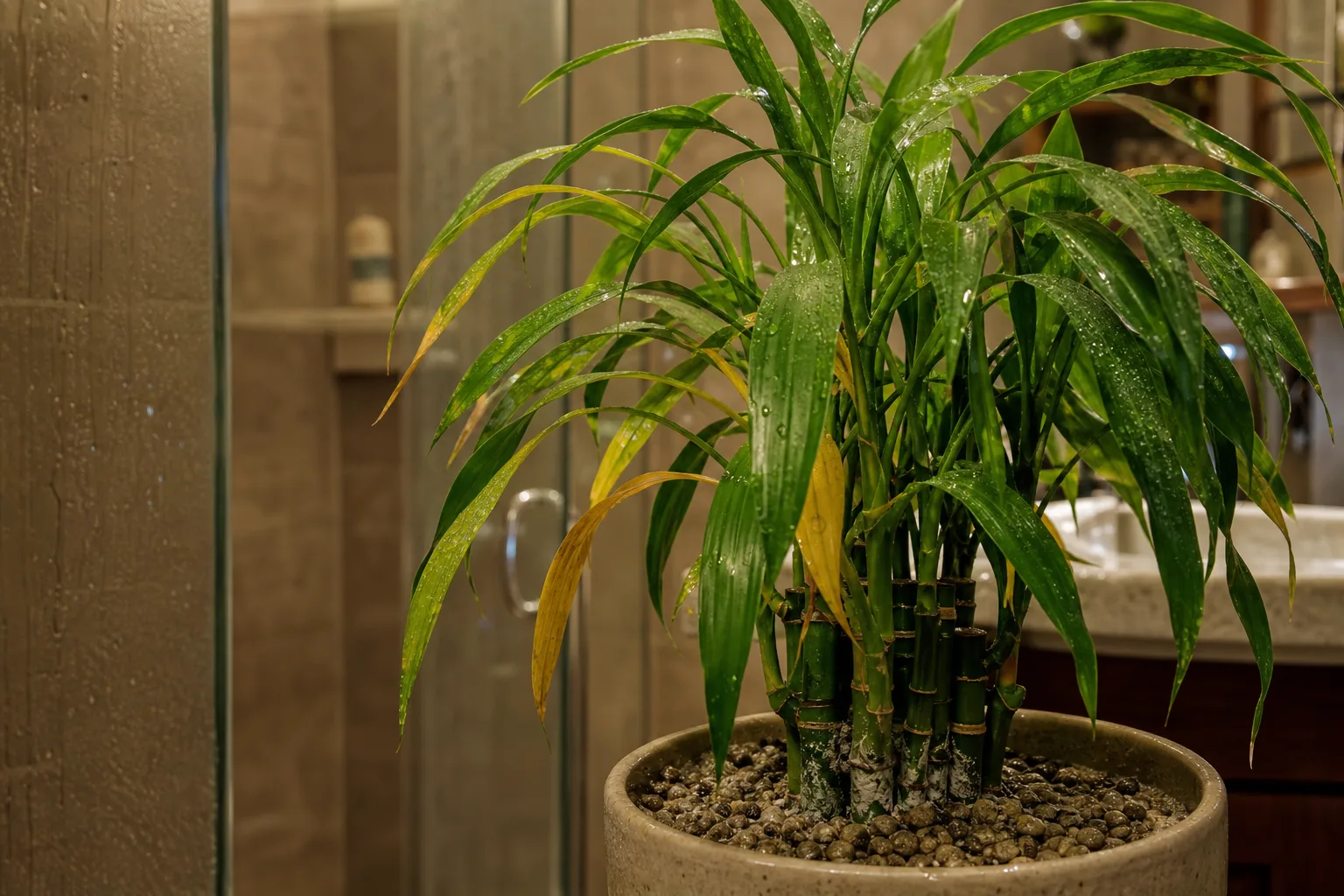 High Humidity on Lucky Bamboo - visible symptom on the plant