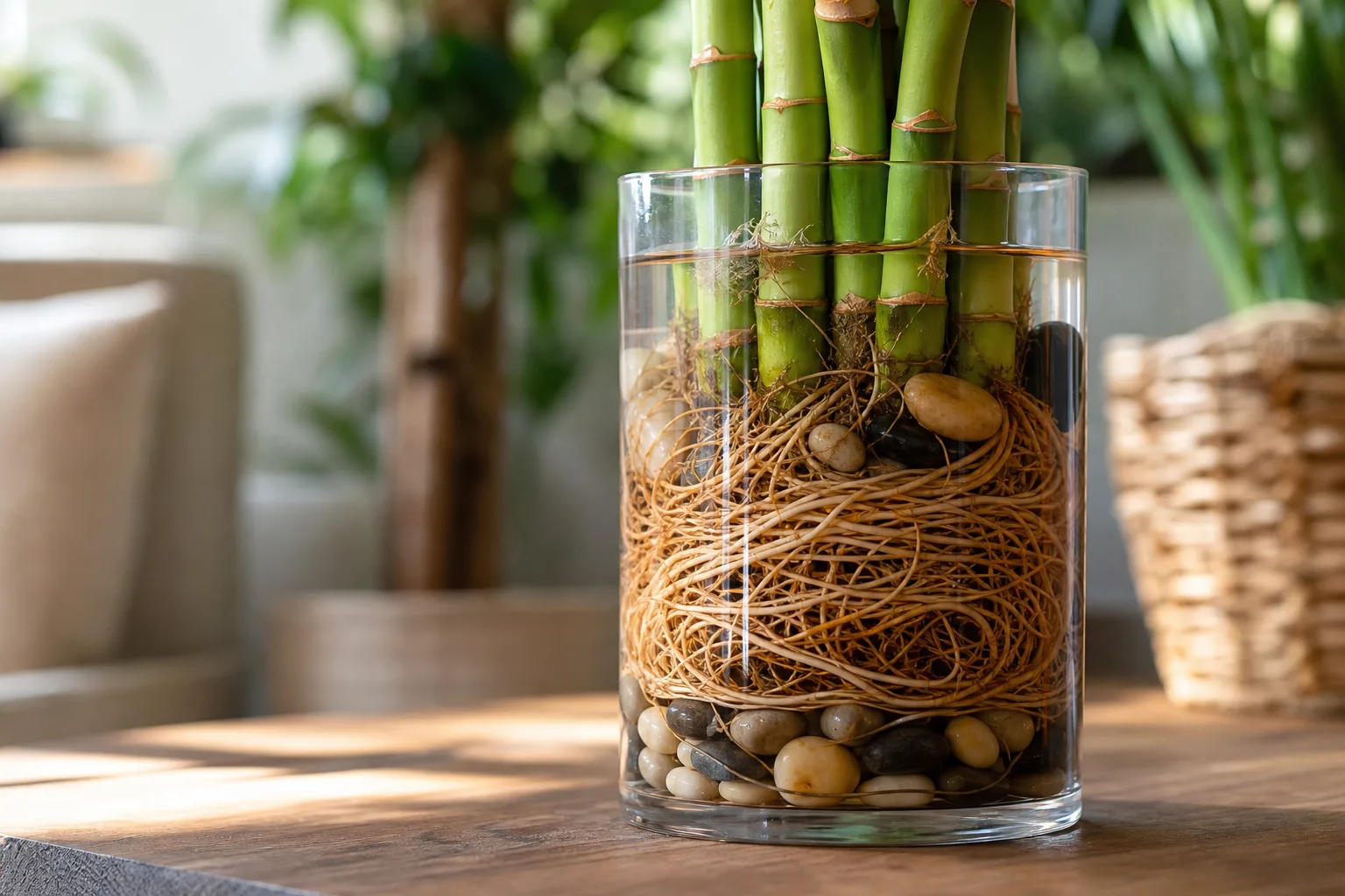 Root Bound on Lucky Bamboo - visible symptom on the plant