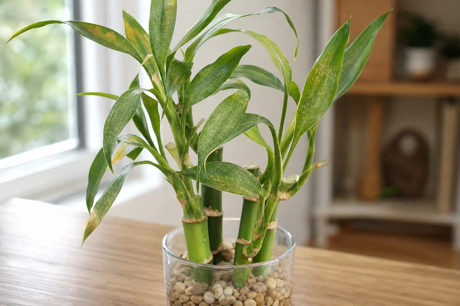Spider Mites on Lucky Bamboo - visible symptom on the plant