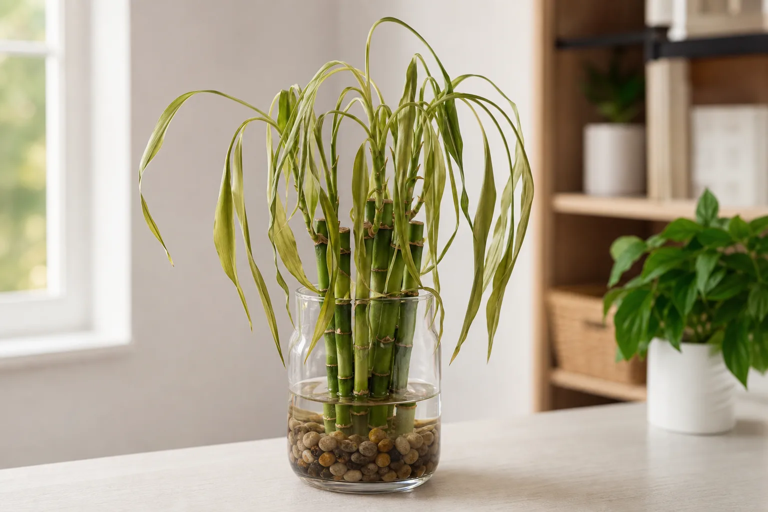 Water Stress on Lucky Bamboo - visible symptom on the plant