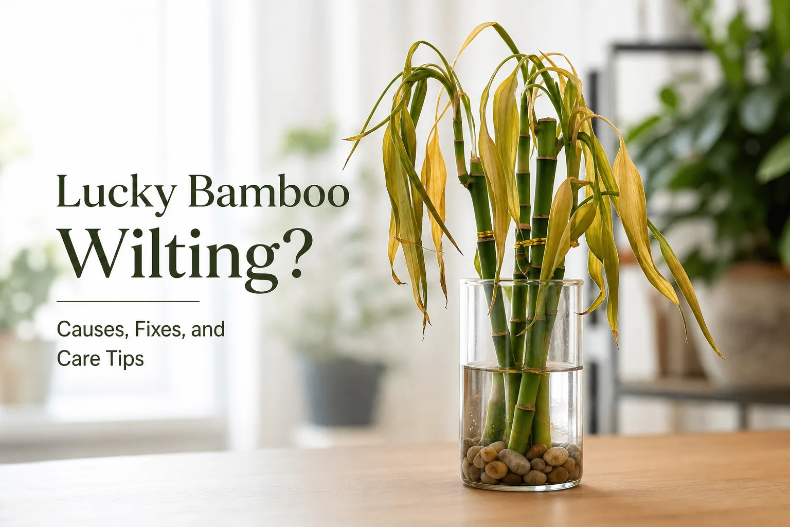 Wilting on Lucky Bamboo - visible symptom on the plant