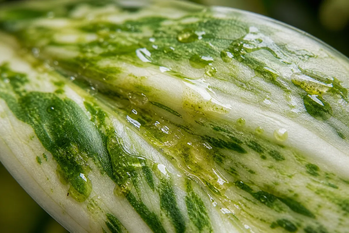 Close-up of Sticky Leaves on Manjula Pothos - diagnostic detail