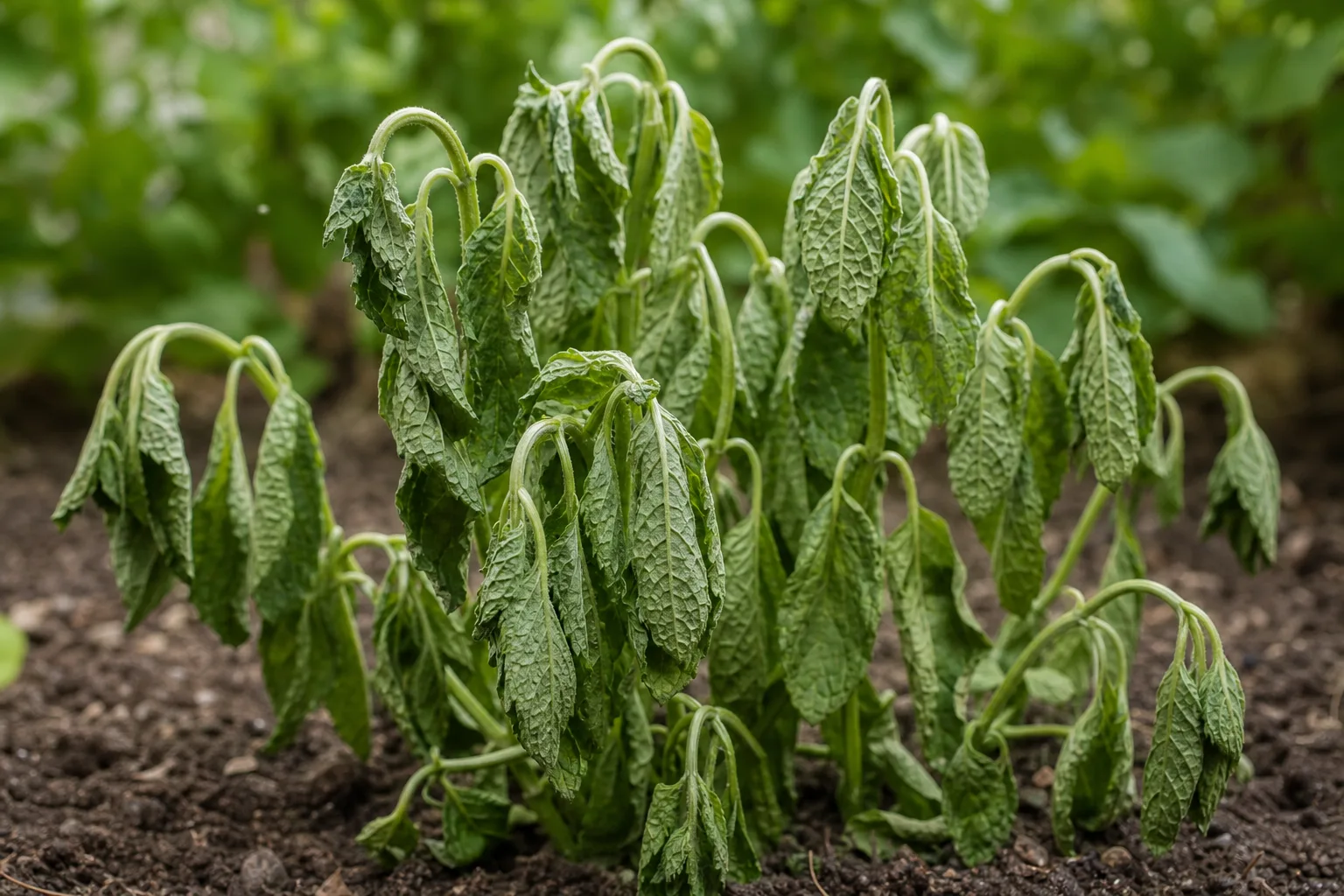 Drooping Leaves on Mint - visible symptom on the plant