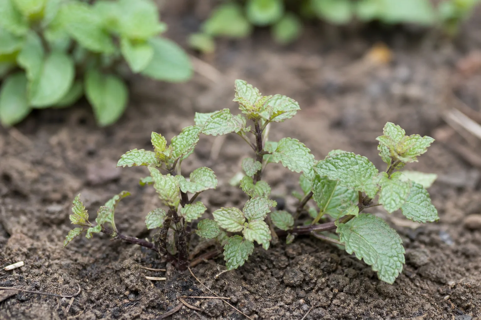 Slow Growth on Mint - visible symptom on the plant