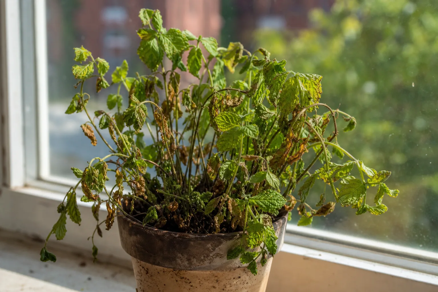 Water Stress on Mint - visible symptom on the plant