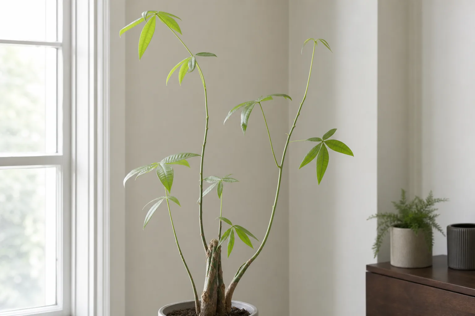 Leggy Growth on Money Tree - visible symptom on the plant