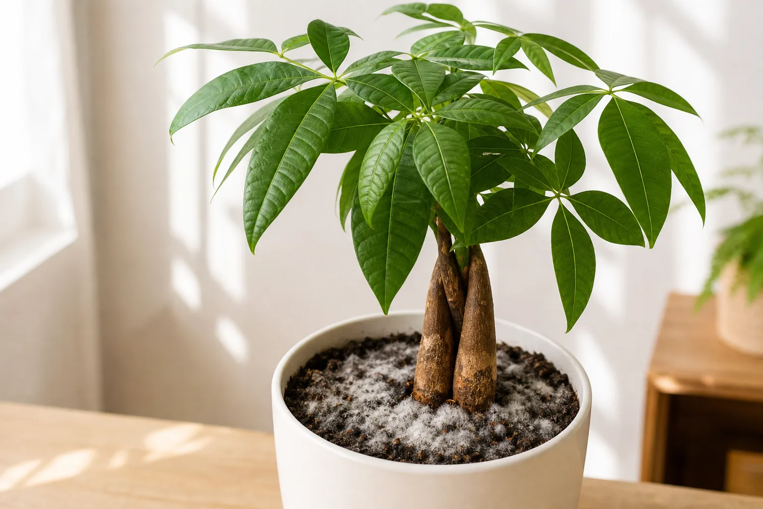 Mold on Soil on Money Tree - visible symptom on the plant