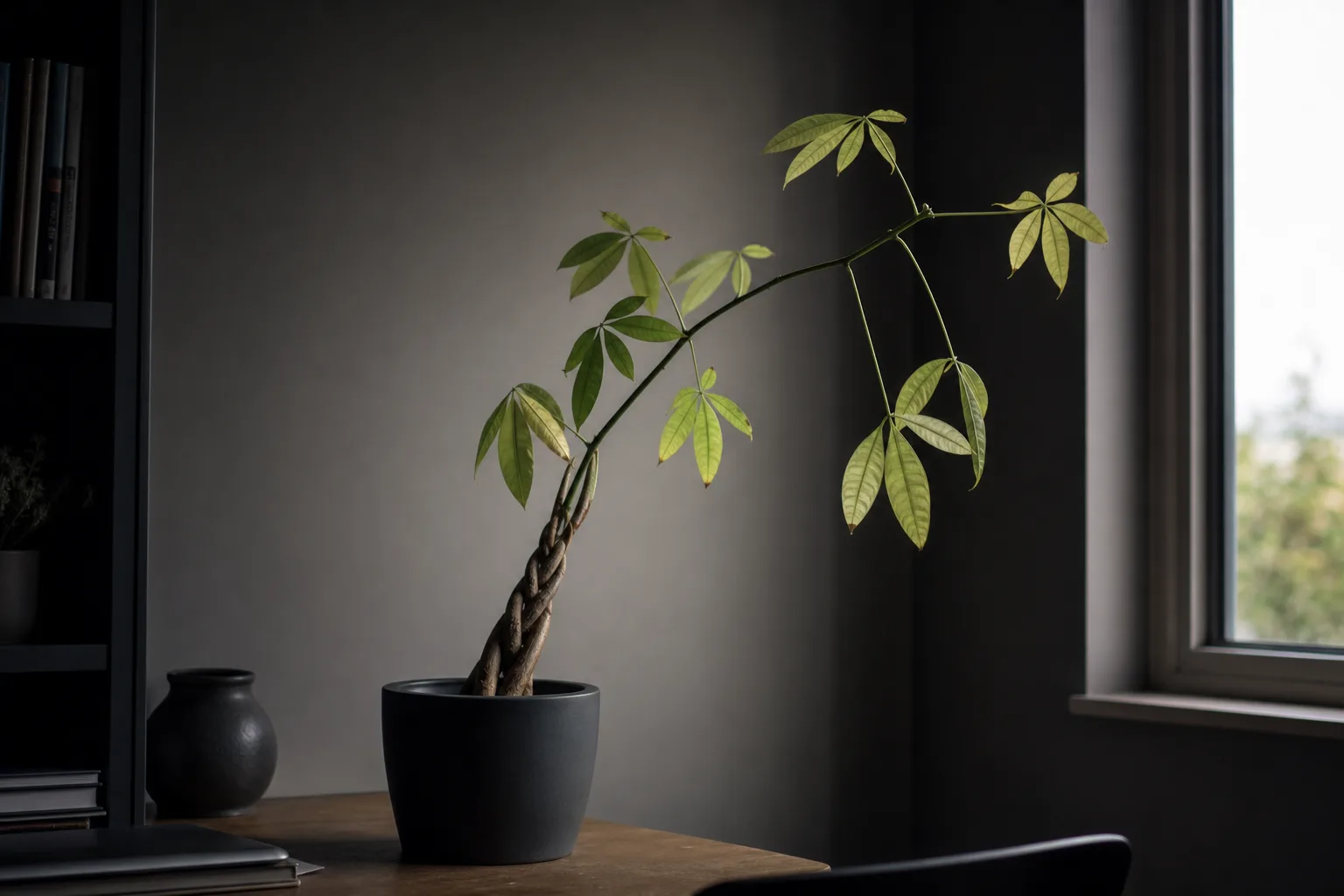 Not Enough Light on Money Tree - visible symptom on the plant
