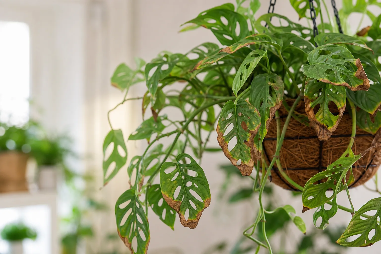 Crispy Leaves on Monstera Adansonii - visible symptom on the plant