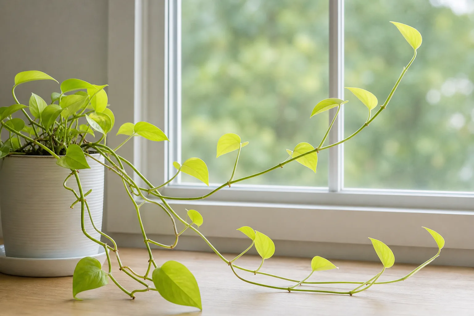 Leggy Growth on Neon Pothos - visible symptom on the plant