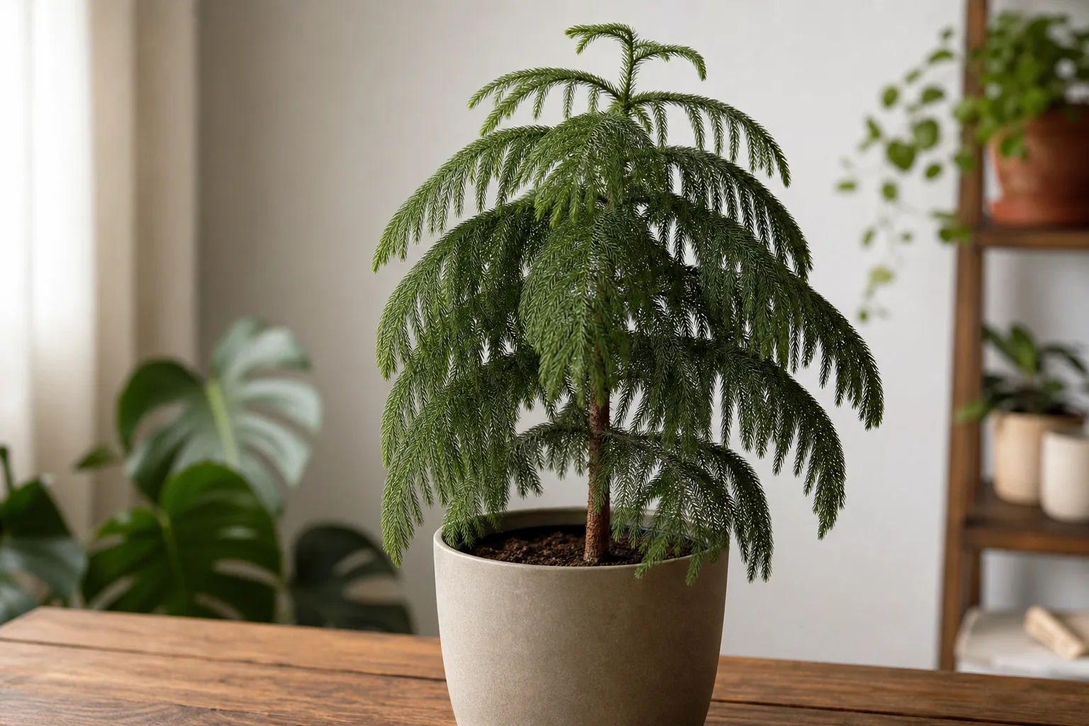 Drooping Leaves on Norfolk Island Pine - visible symptom on the plant