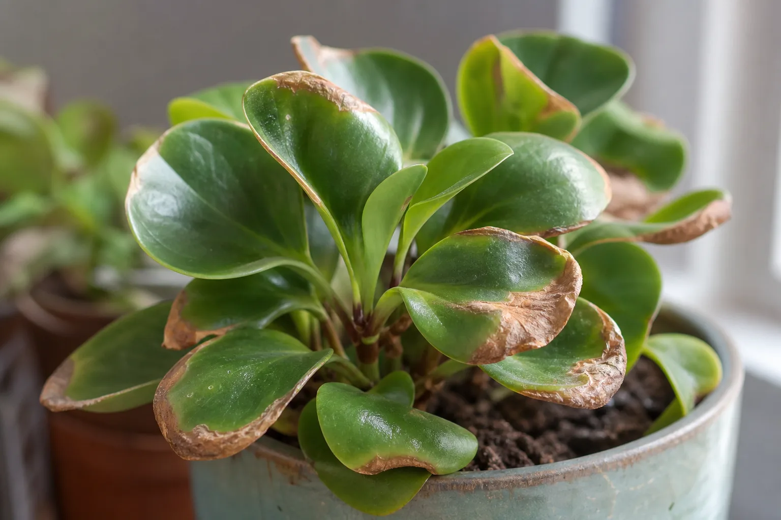 Brown Tips on Peperomia - visible symptom on the plant