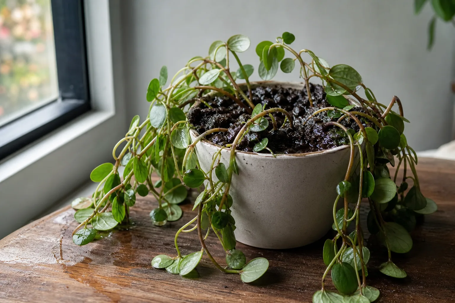 Overwatering on Peperomia Hope - visible symptom on the plant