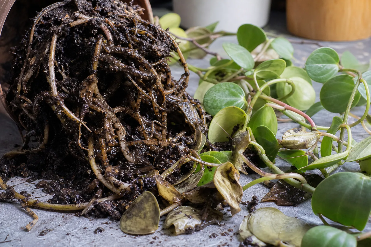 Root Rot on Peperomia Hope - visible symptom on the plant