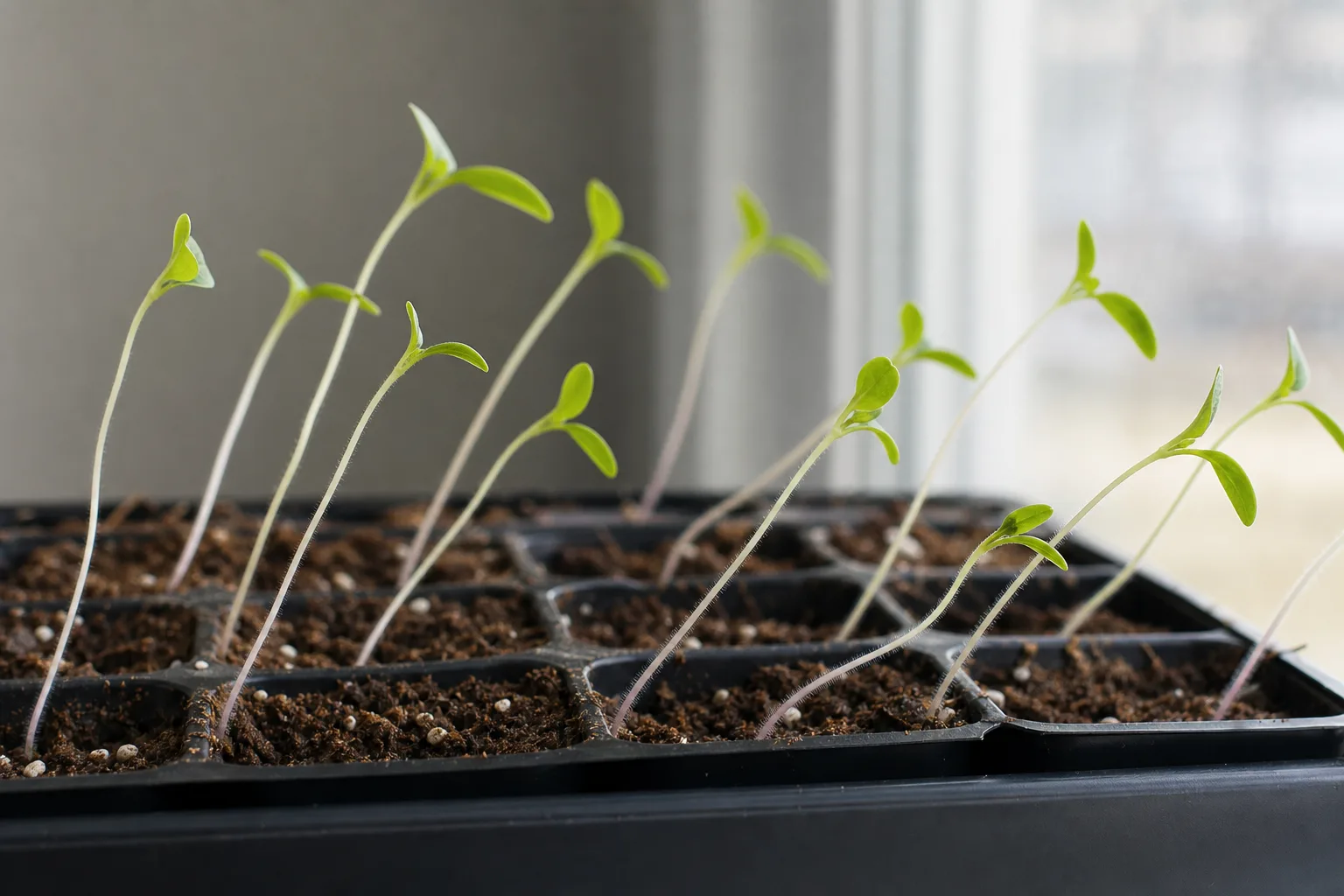Leggy Seedlings on Petunia - visible symptom on the plant