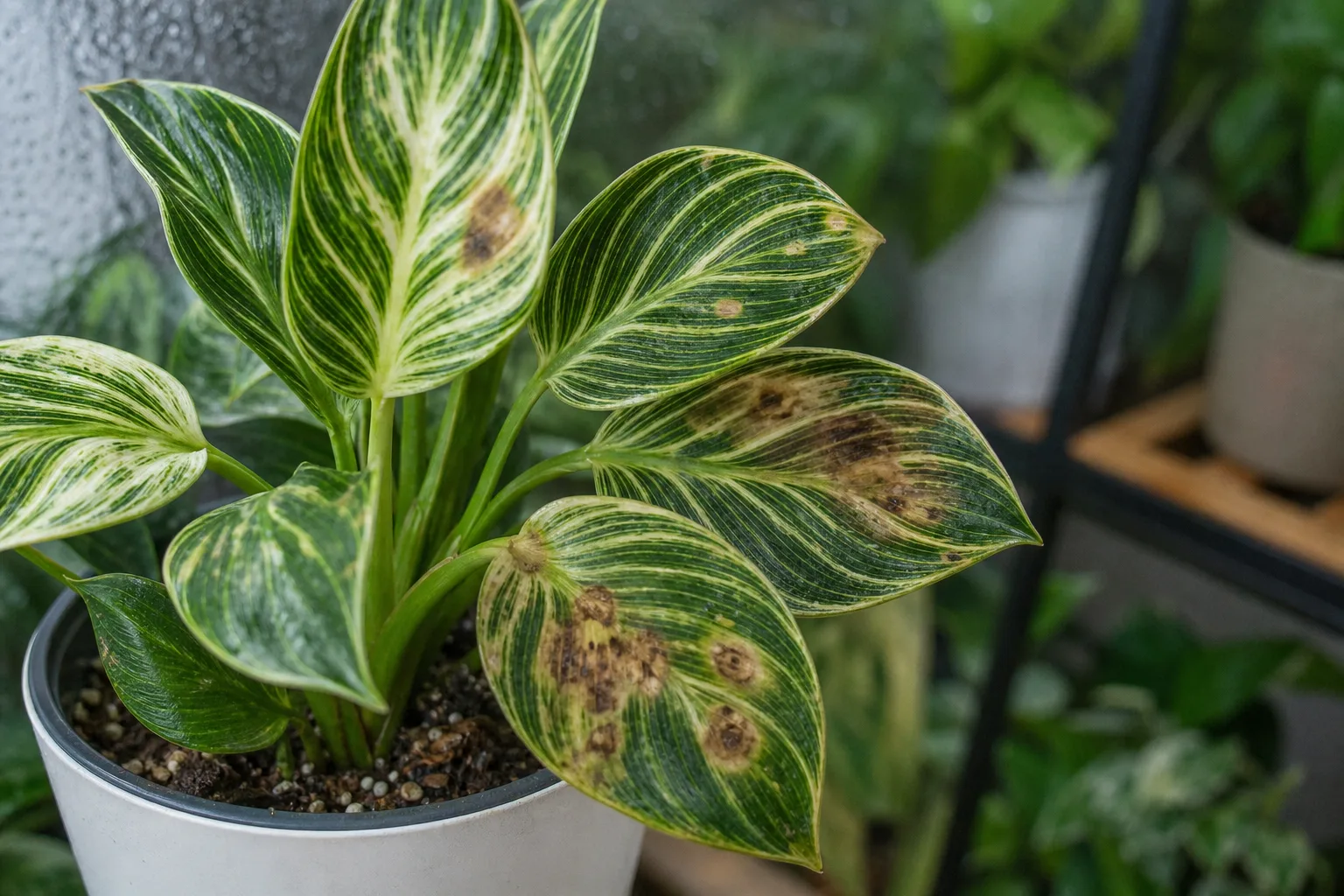 High Humidity on Philodendron Birkin - visible symptom on the plant