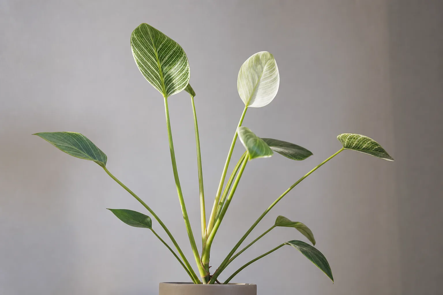 Leggy Growth on Philodendron Birkin - visible symptom on the plant