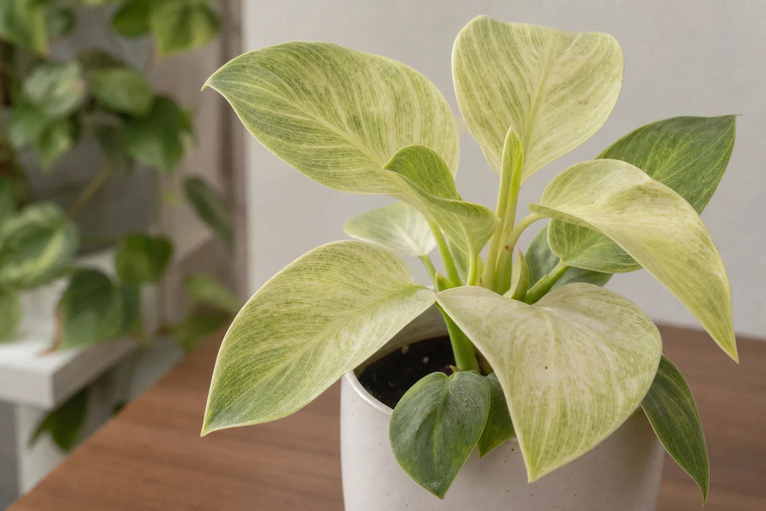 Pale Leaves on Philodendron Birkin - visible symptom on the plant