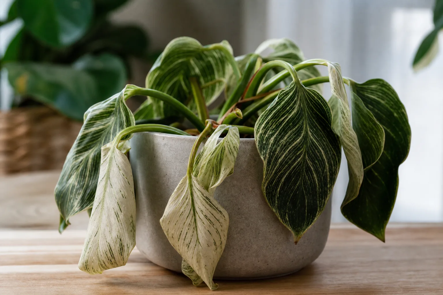 Birkin wilting while the potting mix is still wet — a root-stress emergency