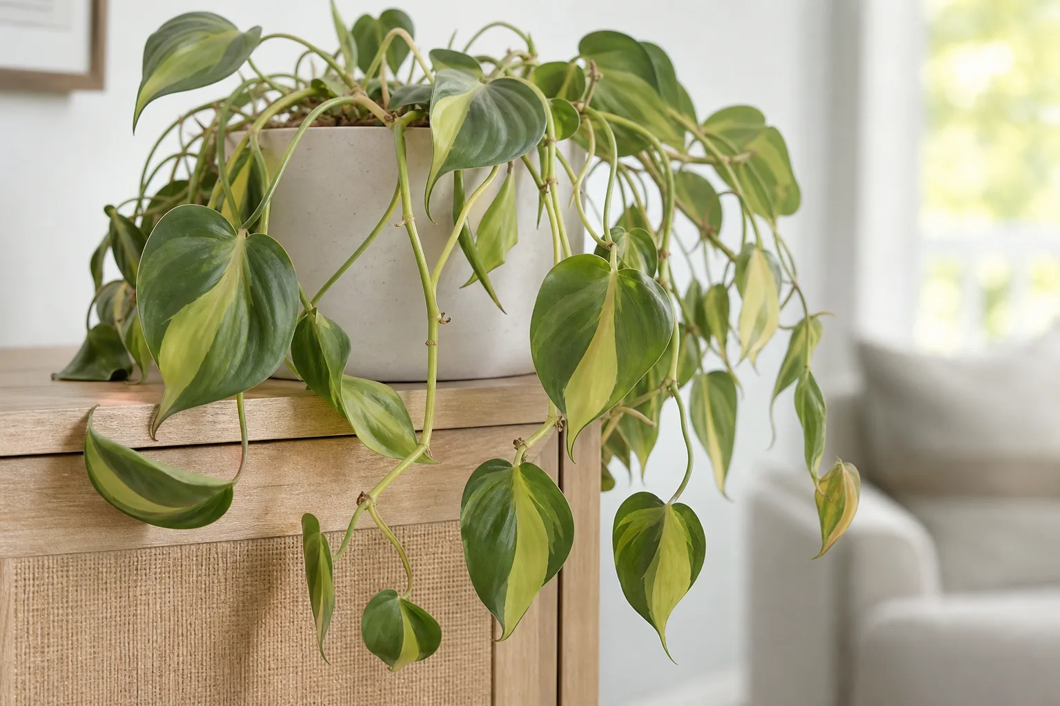 Drooping Leaves on Philodendron Brasil - visible symptom on the plant