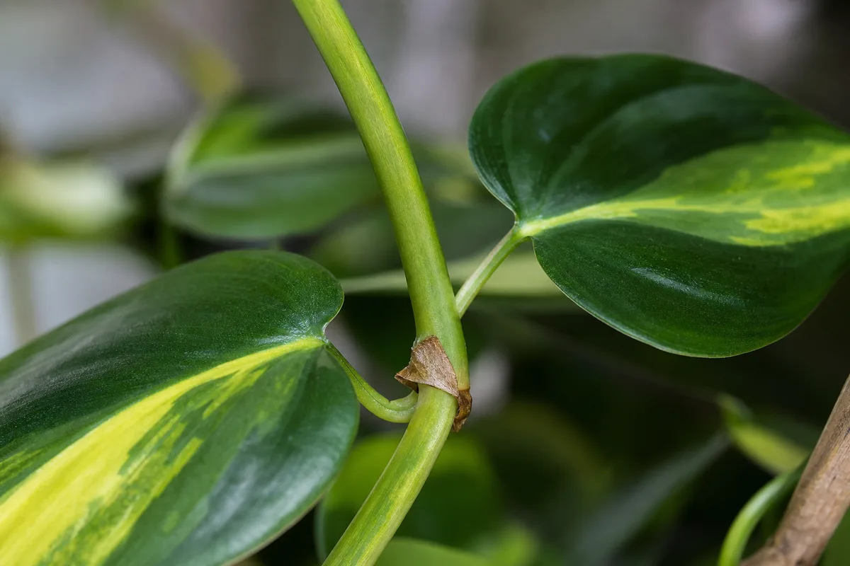 Close-up of No Flowers on Philodendron Brasil - diagnostic detail