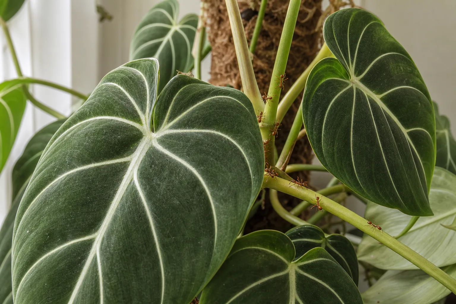 Ants on Plant on Philodendron Gloriosum - visible symptom on the plant