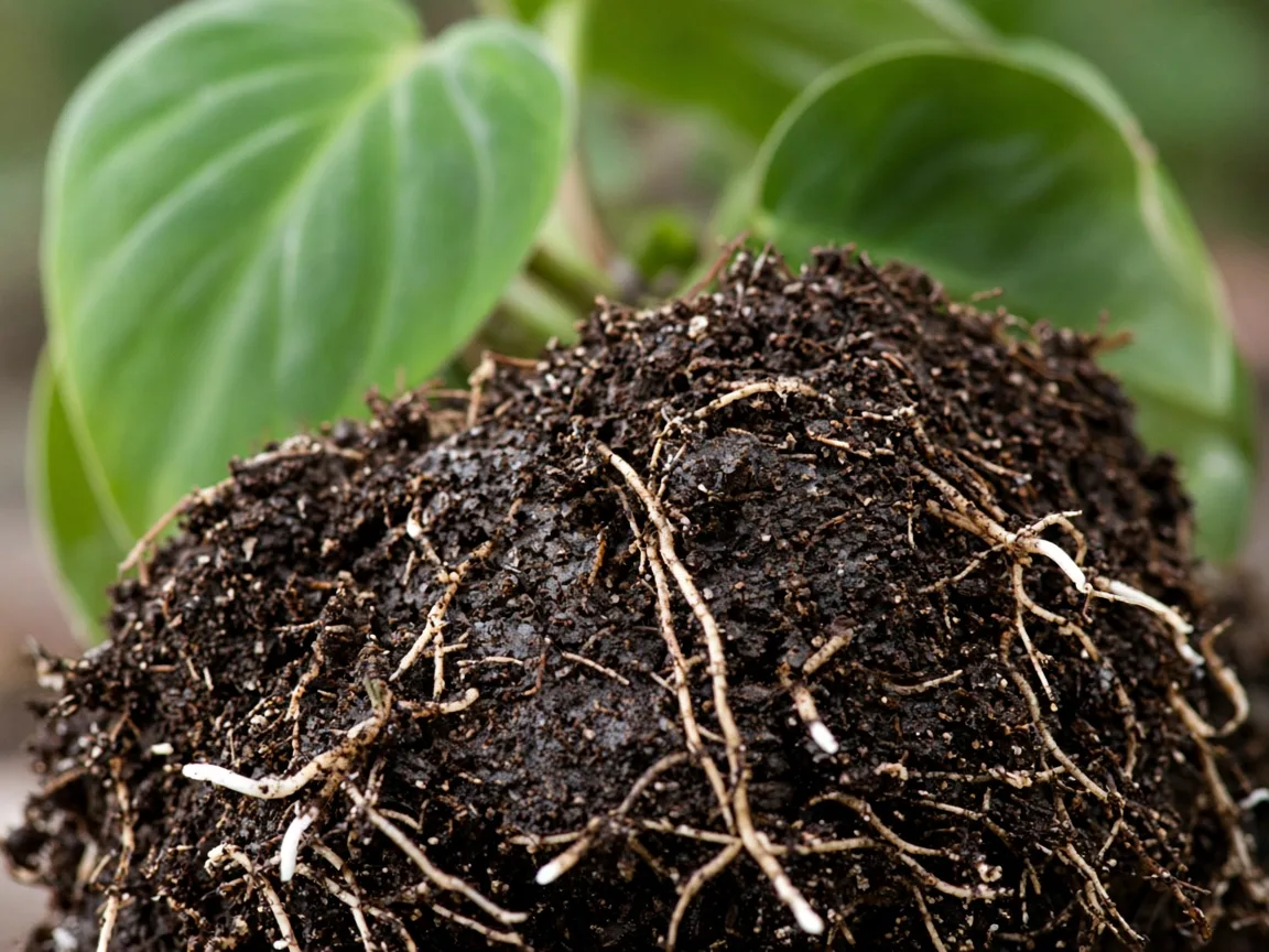 Close-up of Poor Root Growth on Heartleaf Philodendron - diagnostic detail
