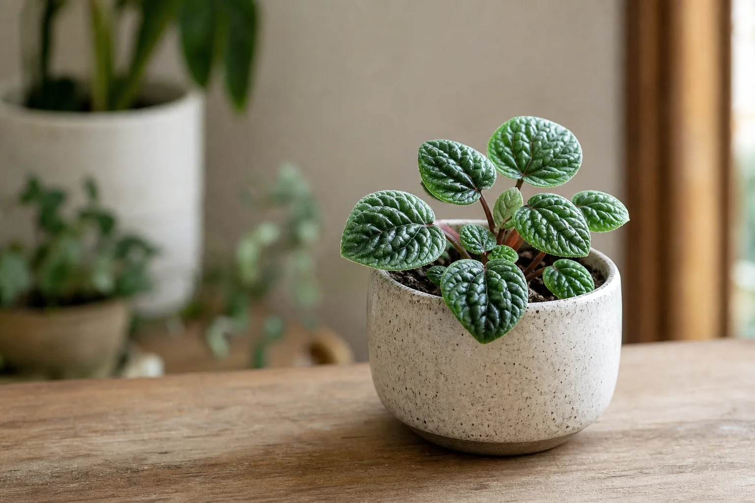 A pilea Moon Valley with slow growth, showing why recent leaf size and texture should be compared with the older canopy