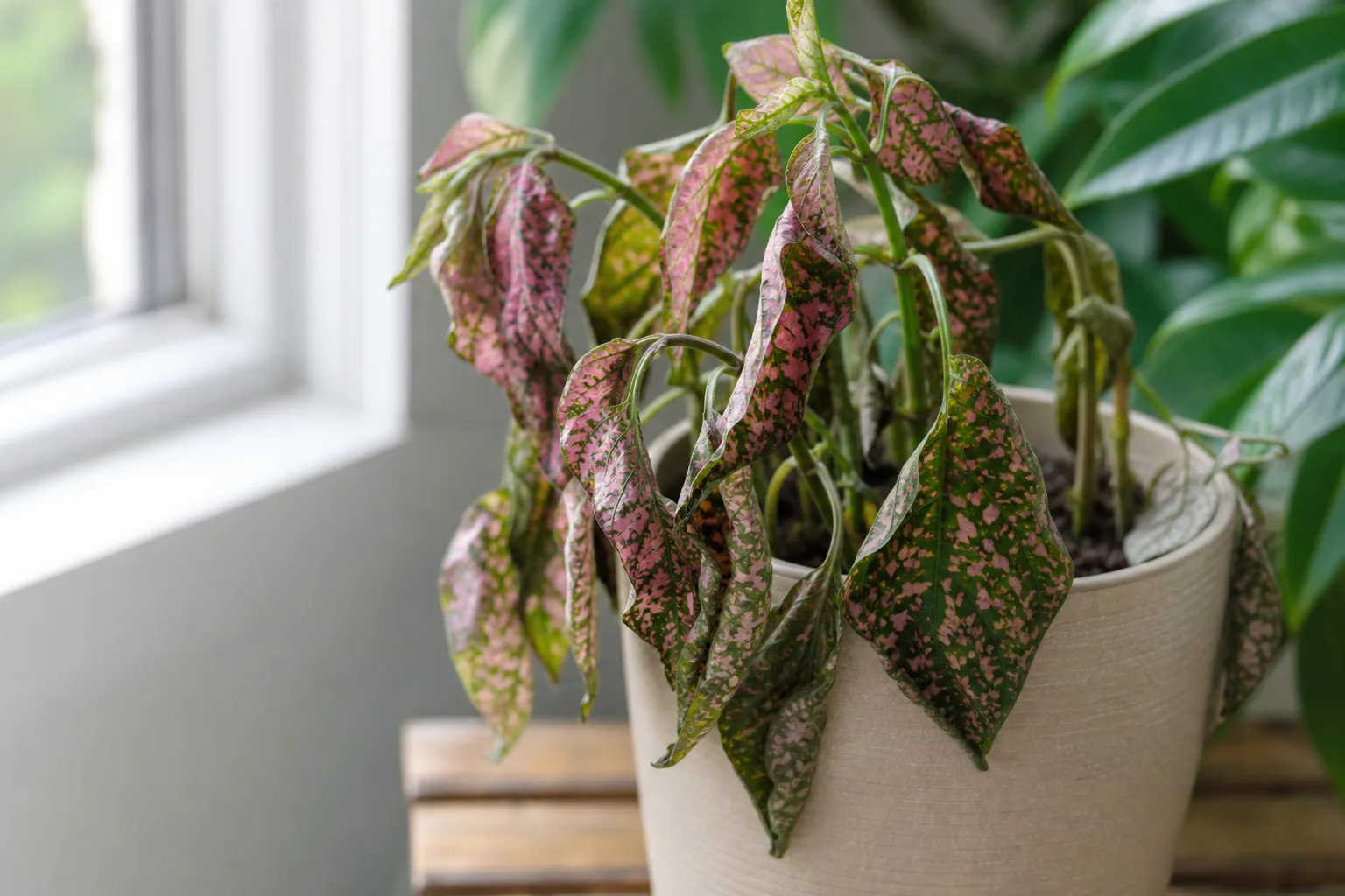 Drooping Leaves on Polka Dot Plant - visible symptom on the plant