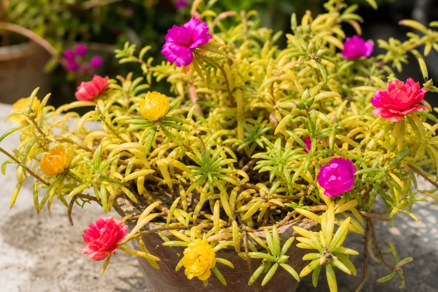 Yellow Leaves on Portulaca - visible symptom on the plant