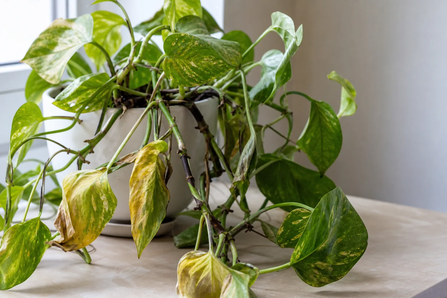 Bacterial Wilt on Pothos - visible symptom on the plant