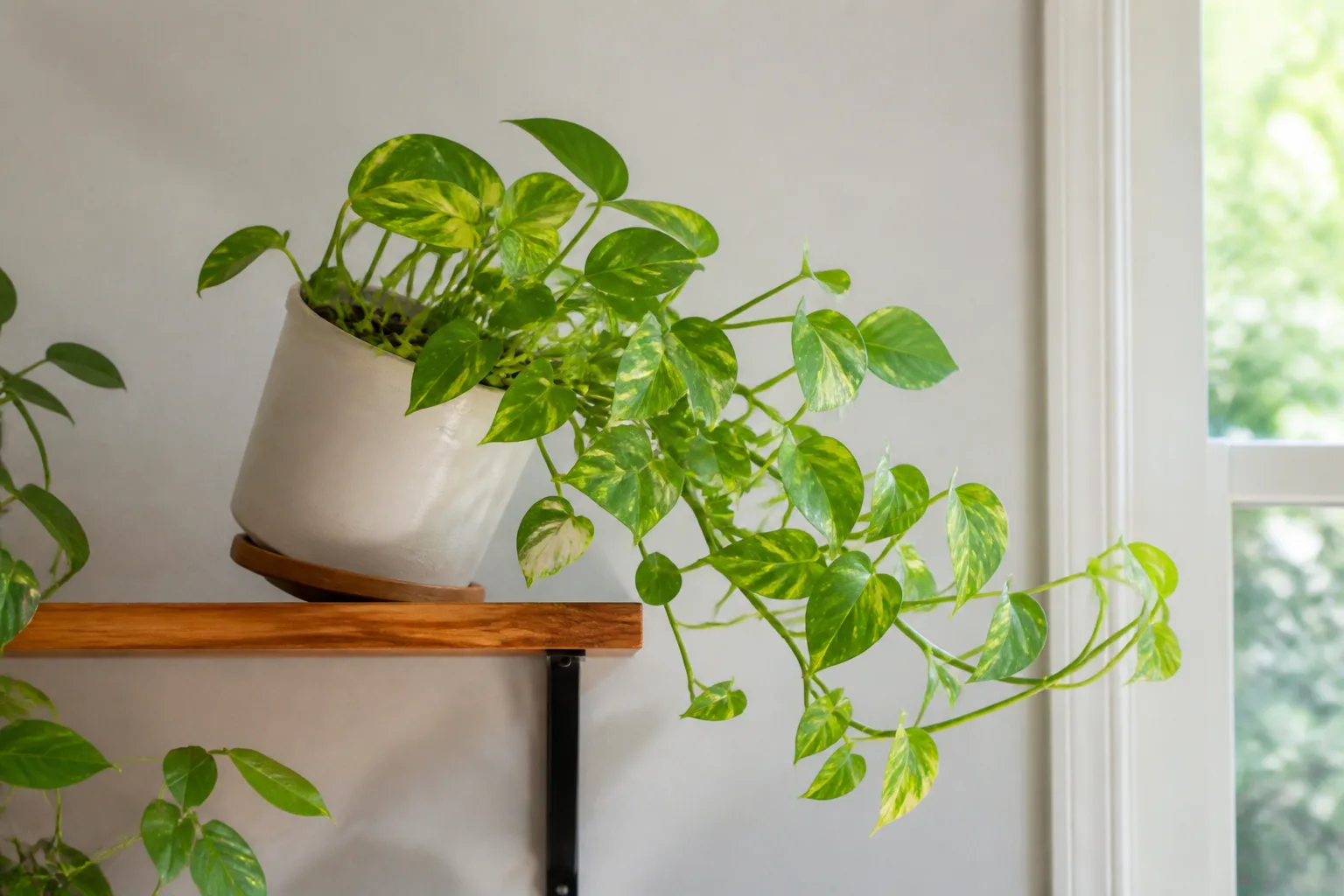 Plant Leaning on Pothos - visible symptom on the plant