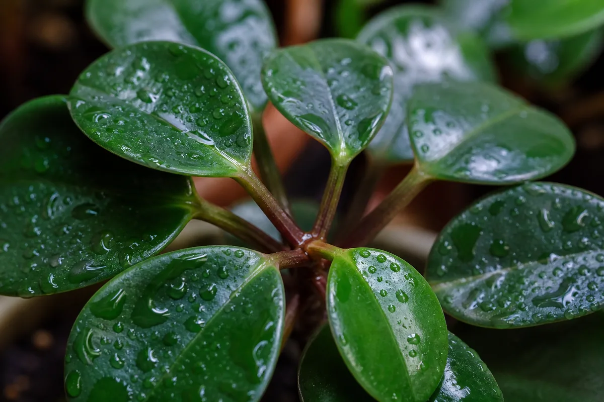 Close-up of No New Growth on Raindrop Peperomia - diagnostic detail