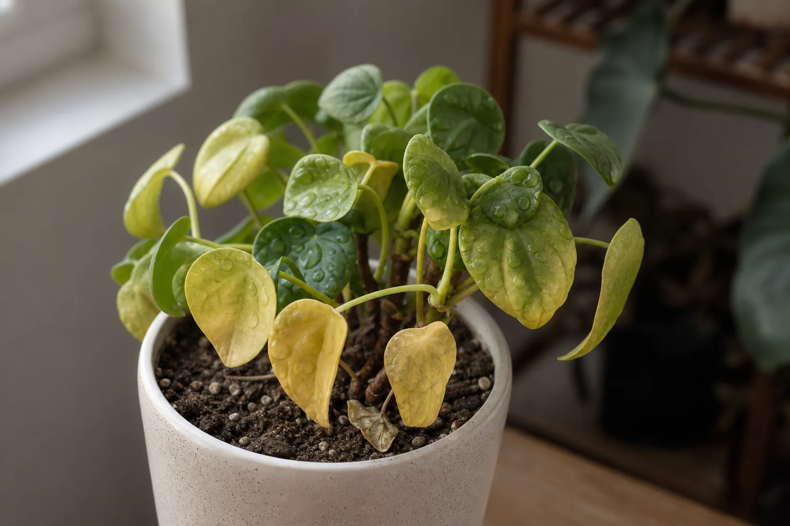 Nutrient Lockout on Raindrop Peperomia - visible symptom on the plant