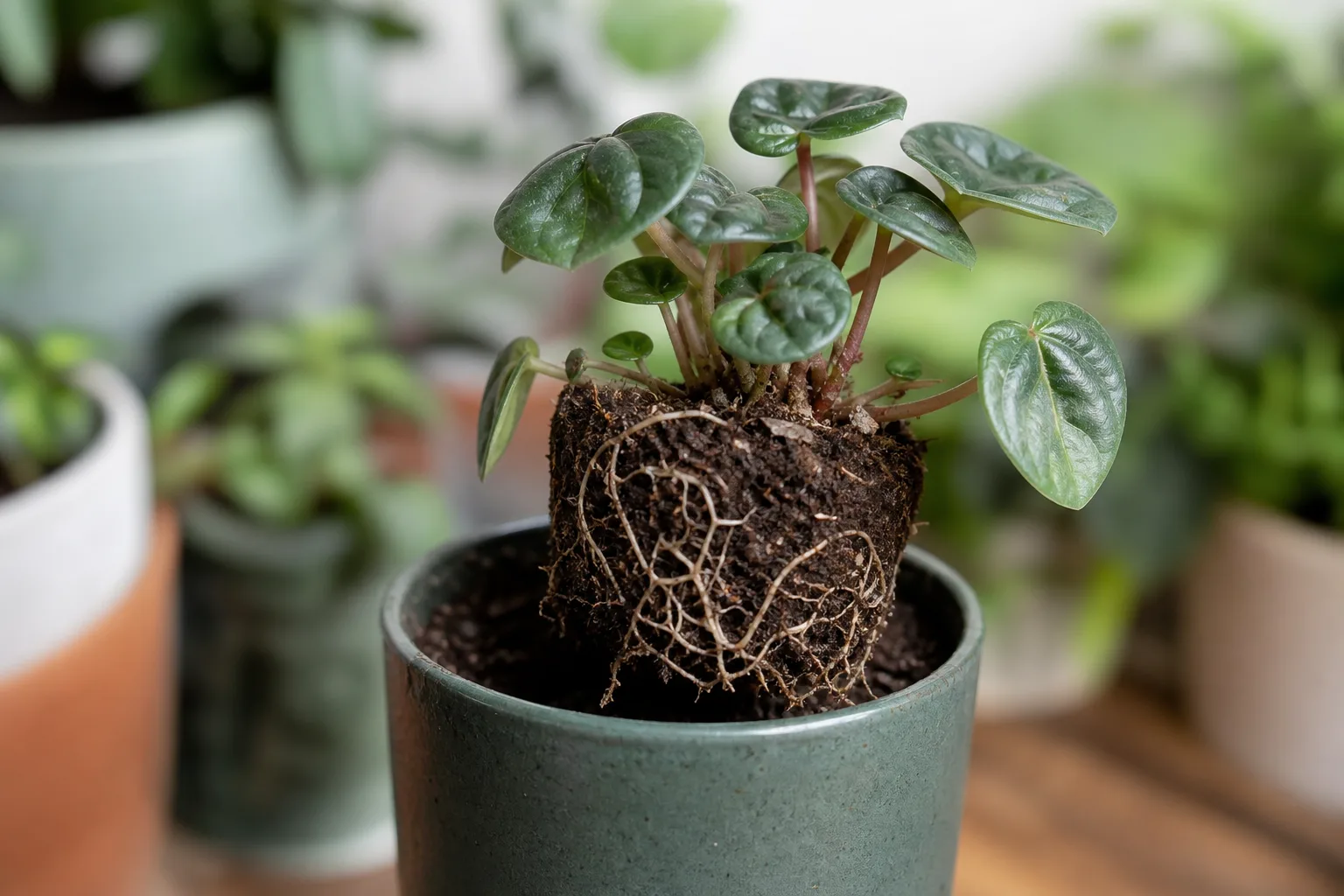 Poor Root Growth on Raindrop Peperomia - visible symptom on the plant