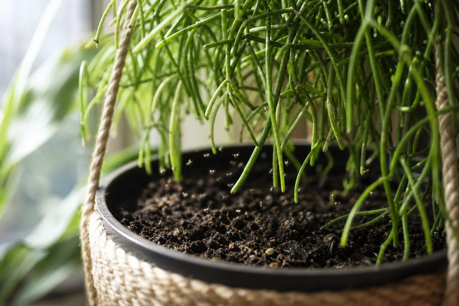 Fungus Gnats on Rhipsalis - visible symptom on the plant