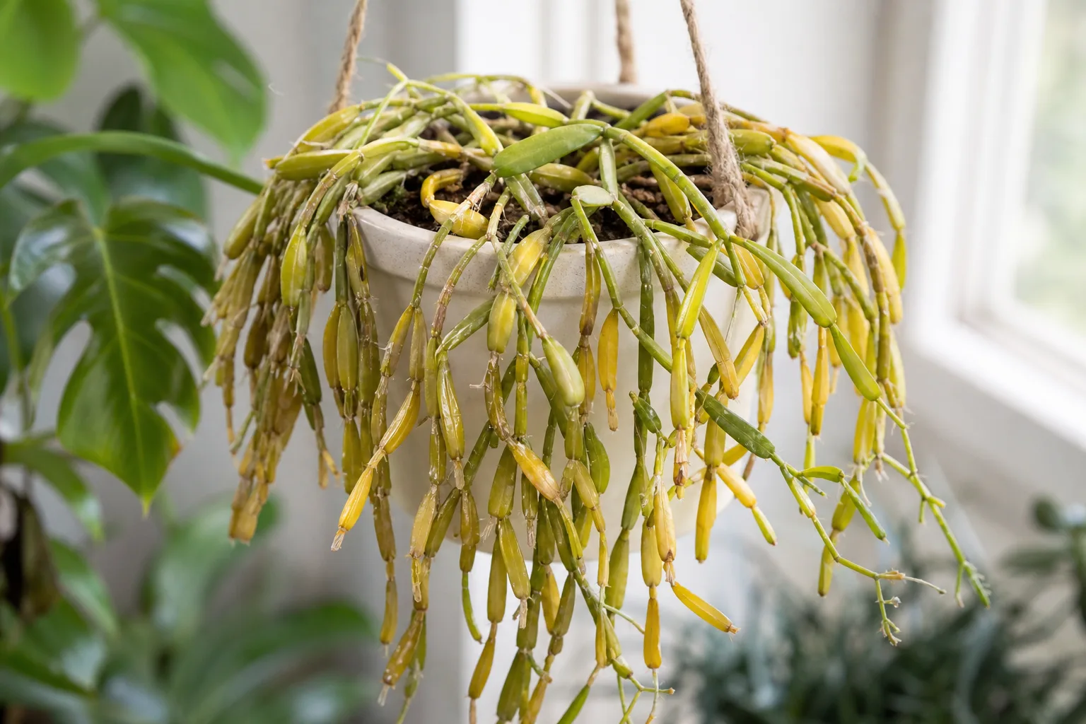 Overwatering on Rhipsalis - visible symptom on the plant