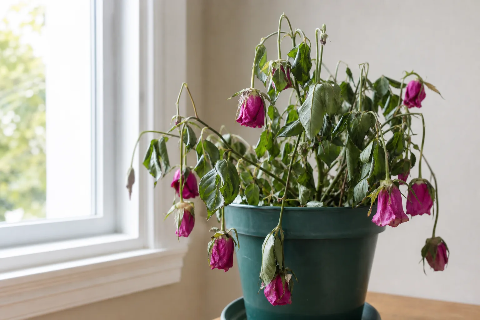 Wilting on Rose - visible symptom on the plant