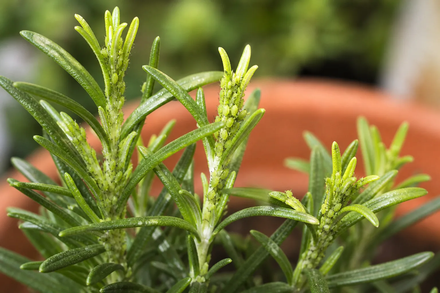 Aphids on Rosemary - visible symptom on the plant