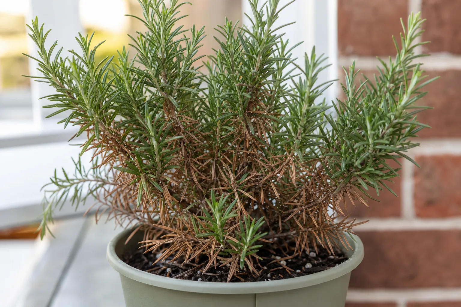 Brown Leaves on Rosemary - visible symptom on the plant